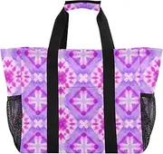 [sanluoli] Storage Bags Foldable Beach Tote Bag With Compartments with Handles Laundry Carrying Bag, Pink-purple Tie-dye, 1 size