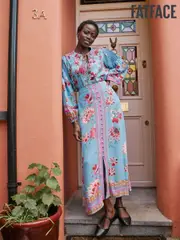 FatFace Bright Blue Arabella Midi Skirt (AM3785) | $127
