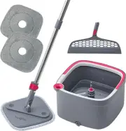 True Clean Mop and Bucket System, Includes Square Spin Mop, Dual Compartment Mop