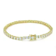 Unisex 1 Row 4mm Classic Bling Tennis Bracelet 14K Gold Finish CZ 7 Inches