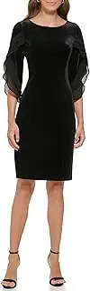 [DKNY] Women's Sheath with 3/4 Chiffon Sleeve Dress