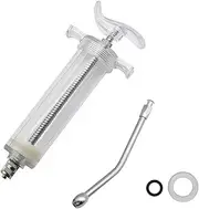1 Set Feeding Syringe with Drench Nozzle Adjustable Dosage Reusable Drench Gun Syringe for Goat, Horse, Sheep, Dog, Pig, Cat, Bird, Small Pet (L-100ml)