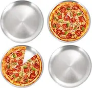 4 Pcs Pizza Tray, 12 Inch Pizza Baking Pan,Stainless Steel Korean BBQ Plate, Grill Round Plate, Single-Layer Thickened Brushed Flat Bottom Plate for Fruits, Multi-Functional and Easy to Clean