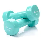 METEOR 2kg Dumbbells for Home Gym, Anit-Slip Flat Bottom Vinyl Dumbbells, Fixed Weight Dumbbells, Gym Weights, Dumbbell Weights (1 Pair)