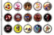 15 Blue Hedgehog Forces Silver Flat Bottle Cap Necklaces Set 1