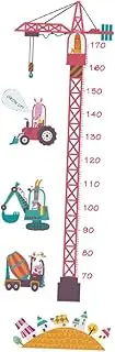 SWOOMEY 2Pcs Wall Stickers Cartoon Tower Crane Height Chart Decals for Home Decoration Durable Material Fun Design for Measuring Heights