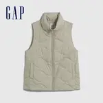 GAP 女裝 LOGO立領羽絨背心外套-米黃色(836571)