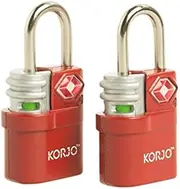 [Balanzza] Korjo Double Pack Travel Locks, TSA Authorized, 2 Pack, Red