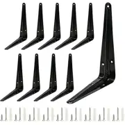 Uenhoy 10 Pack Shelf Brackets 6 Inch Heavy Duty Metal Floating 6" x 5“ Black