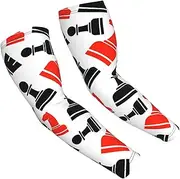 [FSCEV] Chess Pattern Sun Protection Arm Sleeves Outdoor Essentials Cooling Compression Golf Hiking Cycling