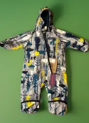 PATAGONIA Baby Reversible Puff Ball Bunting Snow Suit BLUE GRAY Size 0-3 Months