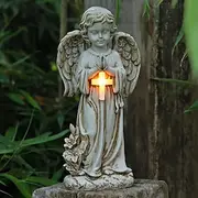 1 Pc Outdoor Solar Waterproof Cross Prayer Angel Cemetery Light Courtyard Lawn Monument Resin Light Decorative Light Landscape Light