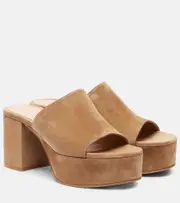 [Gianvito Rossi] Gianvito Rossi Suede platform mules AU 7 brown