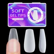 Nail Tips, Gel Nail Tips for Nail Art, Matte Medium Coffin Pre-Shaped Clear Full