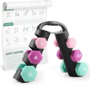 Set of 2 Neoprene Coated Dumbbell Hand Weights, Anti-Slip and Anti-Roll Hex Dumb