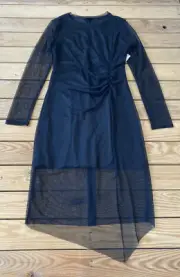 Aqua NWT $78 Women’s Long sleeve Mesh Netting Dress Size M Black O3