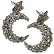 Giora' Earrings Moon Shape Star With Swarovski Crystals