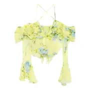 [Blumarine] Blumarine Floral-print Ruffled Blouse 40 IT YELLOW/BLUE