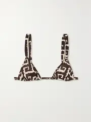 [Faithfull] Faithfull - + Net Sustain Mary Printed Stretch-econyl® Triangle Bikini Top - Black - medium medium Black