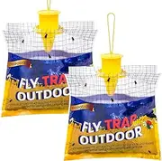 2 Pack Disposable Fly Traps Bags Hanging Outdoor, Flies Catcher Traps Repellent Stable Ranch Killer Horse Control