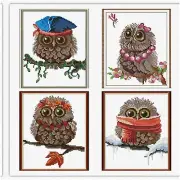 Seasonal Owl Stitchery Kit - Easy Patterns for Cross Stitching & Embroidery (Cou