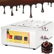 1500w Commercial Chocolate Melting Oven, Electric Chocolate Melting Machine, Four Cylinders, Temperature Adjustable 50-100℃, Suitable for Coffee Shop and Cake Shop