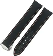 [CEKGDB] Folding Buckle Nylon Leather Watchband 20mm for Omega Seamaster AQUA TERRA 150 GMT Curved End Watch Strap