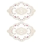 2Pack 12x17in Retro Lace Placemat Oval French Crochet Doilies Coasters Beige