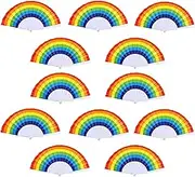 12 Pack Rainbow Folding Fans Colorful Hand Held Fan, Rainbow Party Decoration Hand Folding Fans for Women/Men