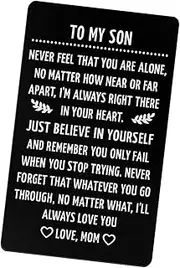 Nishiyuenyi Wallet Card for Son From Mom, Birthday Card for Son, Gifts for My Son on Christmas, Valentine's Day, Father's Day, black, as described