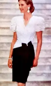 1980s Puff Sleeve Ruffled Wrap Skirt Formal Dress Sewing Pattern Butterick 5697
