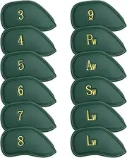 [CRAFTSMAN GOLF] 12pcs or 1pc Thick Synthetic Leather Golf Iron Head Covers Set Headcover Fit All Brands Callaway Ping Taylormade Cobra Etc. Also Custom Name