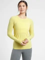 NEW ATHLETA MOMENTUM LONG SLEEVE TOP SHIRT LEMON LIME GREEN PLUS SIZE 1X