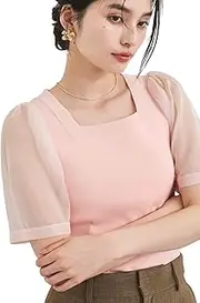 [VIS] Bis BVM35120 Women's Knit Pullover, Washable, Square Neck, Pointe Sleeves, Knit Pullover,