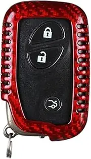 1 Set Carbon Fiber Car Key Case Cover Shell Compatible for Lexus CT is ES GS RX GX Key Protective Shell(Type A red)