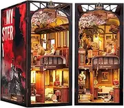 CUTEBEE DIY Book Nook Kit, Dollhouse Miniature House with Furniture and Dust Cover, Booknook Miniature House Kits for Adults to Build Wooden 3Puzzle Art Model Kit (Train Mystery Case)