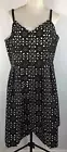 CITY CHIC SIZE M WOMEN'S BLACK WHITE LINED LASER CUT DRESS ADJUSTABLE BRAND NEW