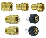 MTM Hydro 24.5023 SRG Brass Quick Connect Adaptor Kit 15MM for Sunjoe, Ryobi, an