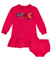 [Polo Ralph Lauren Kids] Polo Ralph Lauren Kids Baby cotton fleece dress and bloomers set M 3 pink