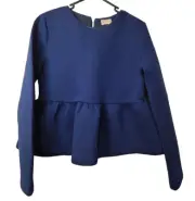 Gorman Peplum Top Navy-Blue Women's Size Small Dress Blouse Orange Underneath