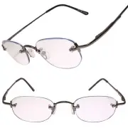 Stylish Modern Rimless Rounded Rectangle Gunmetal 1.00 Reading Glasses