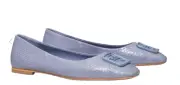 Tory Burch Georgia Ballets Flats Slip-on Dark Lotus Genuine Snake Leather Sz 11