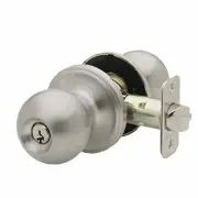 Rich Satin Stainless Ball Entry Door Knob w/ Adjustable Latch