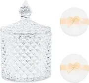 3 Pcs Body Powder Puff and Powder Container Dish Powder Puff Crystal Container Face Body Powder Puff for Women