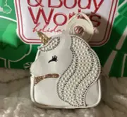 NEW Bath & Body Works White Sparkle Pearl Unicorn Cosmetic Mini Bag Crossbody