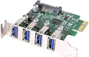 cablecc - PCI Express Expansion Card 4 Port USB Hub for Motherboard, 4 USB 3.0 Ports, 5Gbps, Low Profile