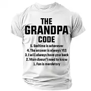 Men's The Grandpa Code Funny Slang T Shirt Funny Family Short Sleeve T shirt 3D Print Crew Neck Shirt Fashion Basic Street Casual Daily Black White Red Summer