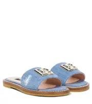 [Dolce & Gabbana Kids] Dolce & Gabbana Kids DG distressed denim slides UK 10 blue