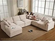 VEPXXP Oversized Modular Sectional Sofa Couch, 7 Seater Corner Sofa Modern U Shaped Sectional Couch with Ottoman Cloud Couches for Living Room, Office, Spacious Space