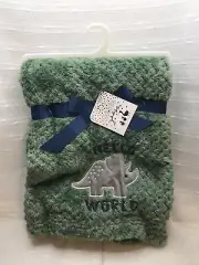 Duck Duck Goose Hello World Dinosaur Green Baby Blanket Security Plush Waffle